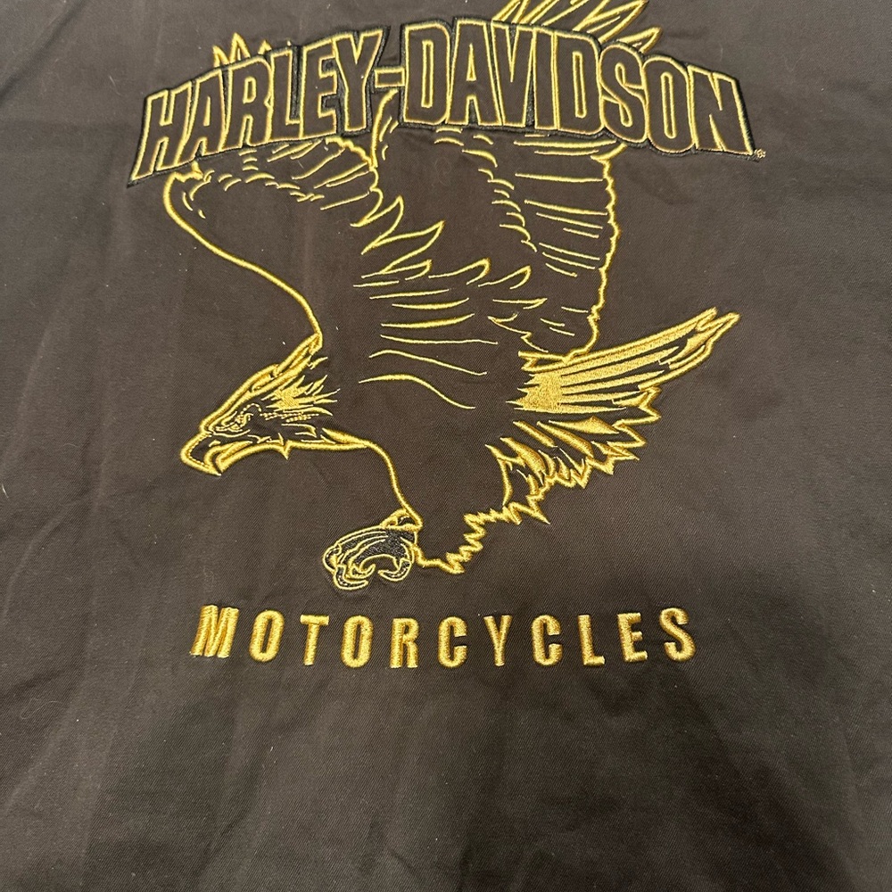 Harley Davidson button down vest with frayed cut-off sleeves. 3XL - Picture 6 of 6